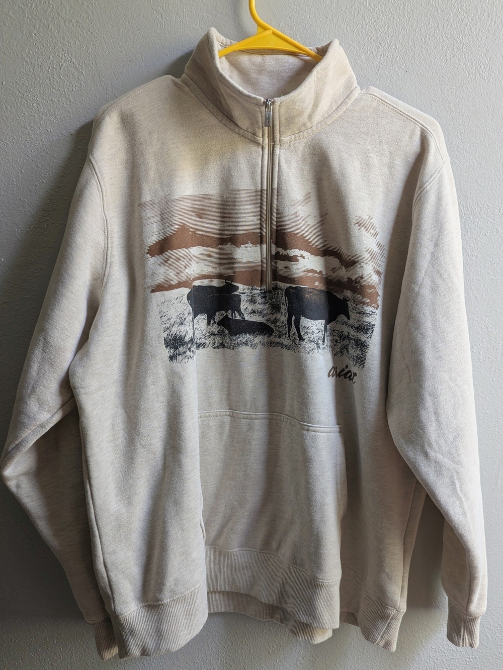 🌾 ARIAT R.E.A.L. Western Scenic Cow Pullover Half-Zip Sweatshirt 🌾